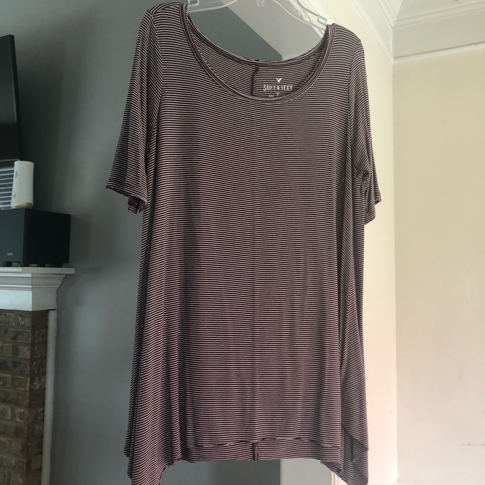 American Eagle striped flowing shirt